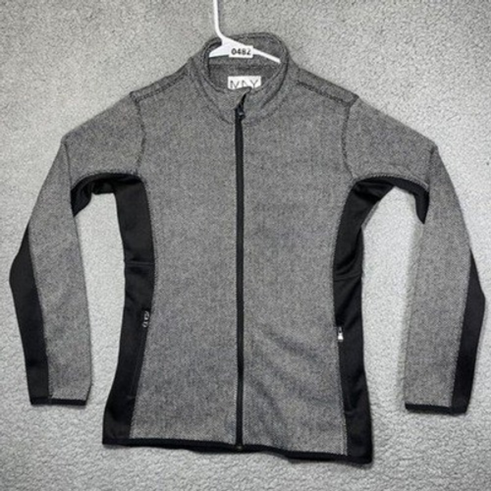 Marc New York Andrew Marc Jacket Womens Small Gray Herringbone Full Zip Fleece